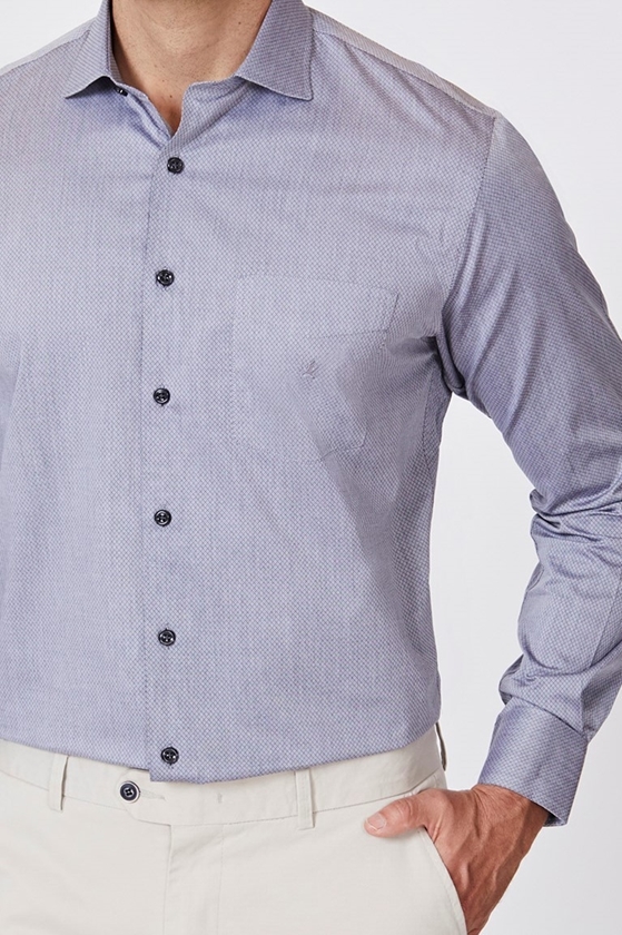 Camisa Masculina Manga Longa - Xadrez Roxo e Branco - ABCI