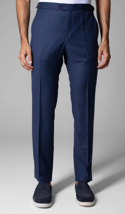 Calça Social Lisa Bolso Faca Com Fivela No Cós