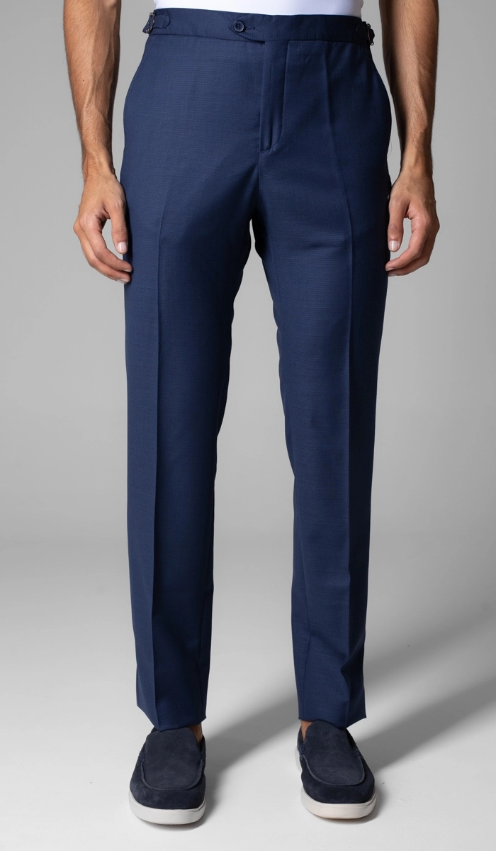Calça Social Lisa Bolso Faca com Fivela No Cós