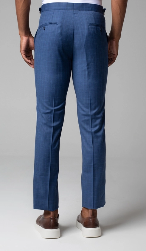 Calça Social Xadrez Super 120 Com Fivela No Cós