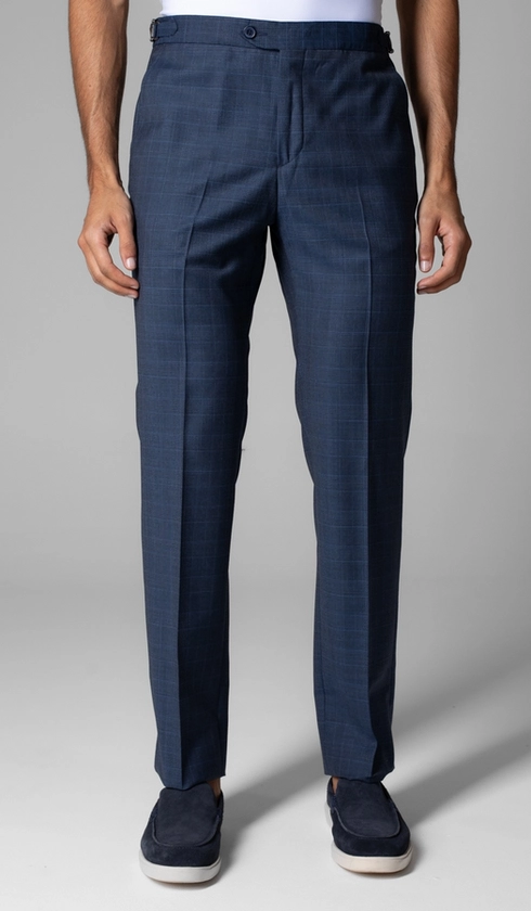 Calça Social Xadrez Super 120 Com Fivela No Cós