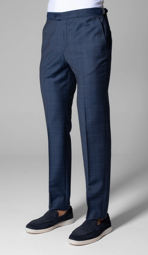 Calça Social Xadrez Super 120 Com Fivela No Cós