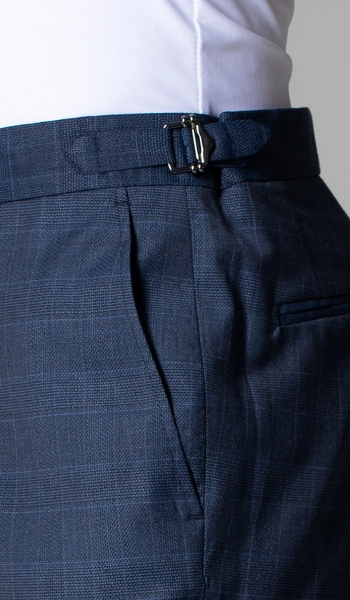Calça Social Xadrez Super 120 Com Fivela No Cós