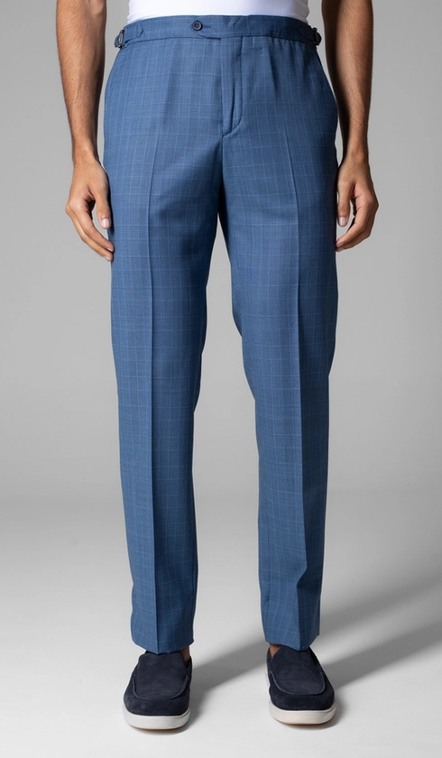 Calça Social Xadrez Super 120 Com Fivela No Cós