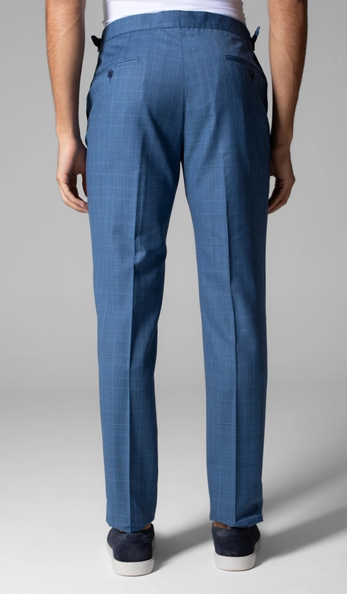 Calça Social Xadrez Super 120 Com Fivela No Cós