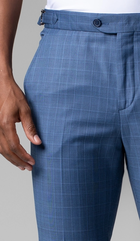 Calça Social Xadrez Super 120 Com Fivela No Cós