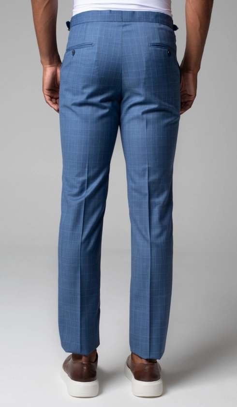 Calça Social Xadrez Super 120 Com Fivela No Cós