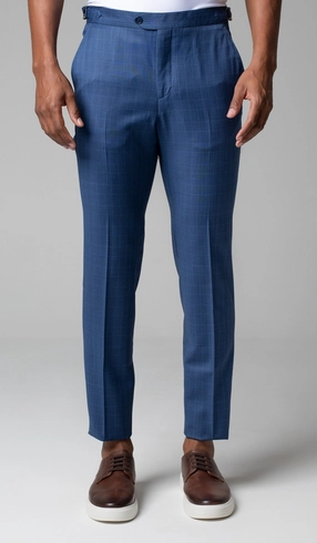 Calça Social Xadrez Super 120 Com Fivela No Cós