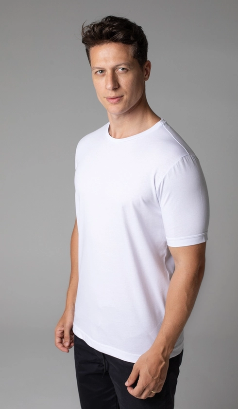 T-Shirt Manga Curta Gola Careca Lisa Exclusive Cotton
