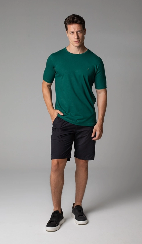 T-Shirt Manga Curta Gola Careca Lisa Exclusive Cotton