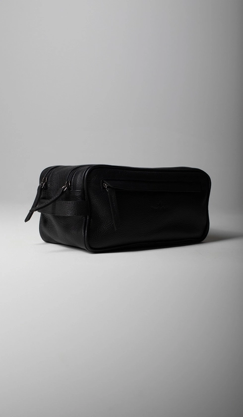 Necessaire Couro 2 Zíperes com Alça
