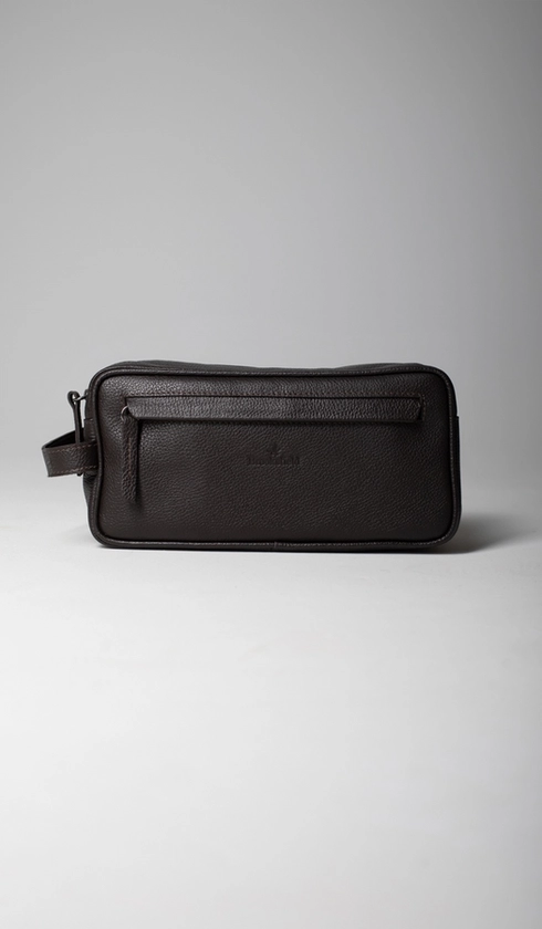 Necessaire Couro 2 Zíperes com Alça