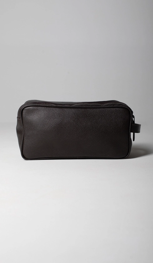 Necessaire Couro 2 Zíperes com Alça