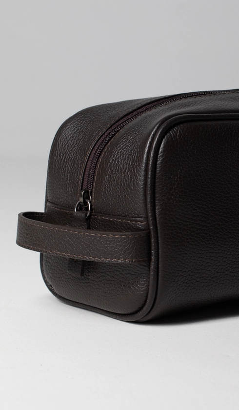 Necessaire Couro Zíper com Alça