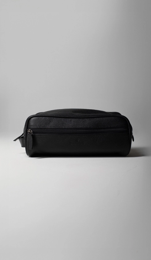 Necessaire Couro Zíper com Alça Lateral