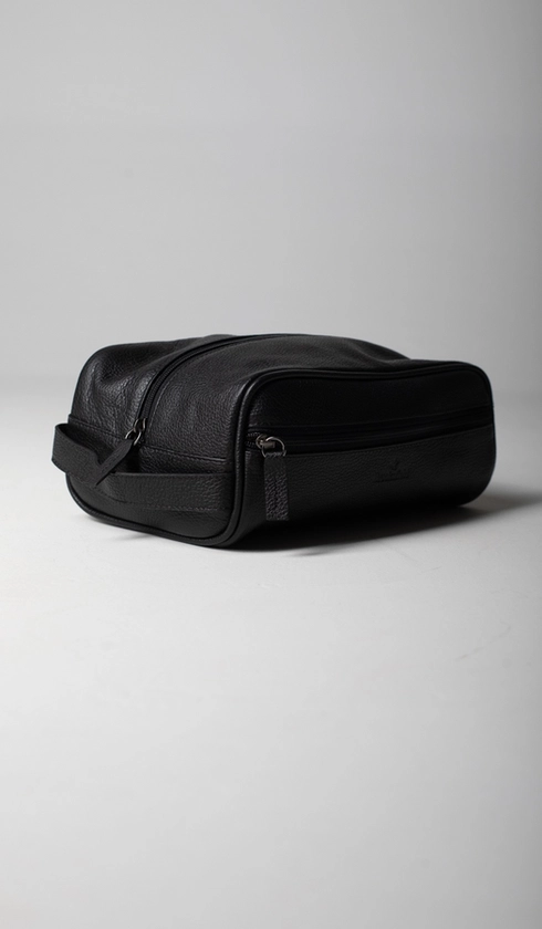 Necessaire Couro Zíper com Alça Lateral