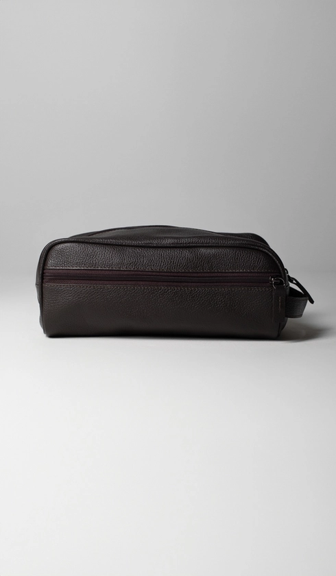 Necessaire Couro Zíper com Alça Lateral