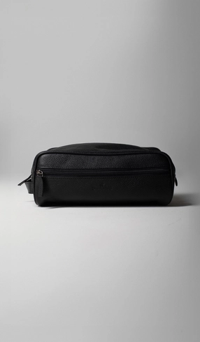Necessaire Couro Zíper com Alça Lateral