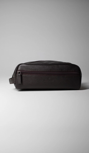 Necessaire Couro Zíper com Alça Lateral