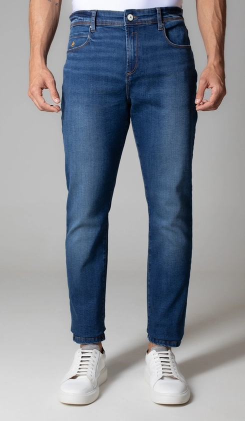 Calça Jeans 5 Bolsos Slim Blue