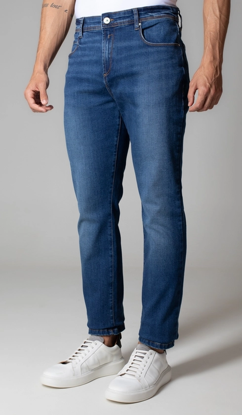 Calça Jeans 5 Bolsos Slim Blue