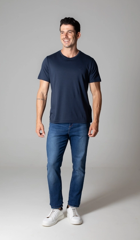 Calça Jeans 5 Bolsos Slim Blue
