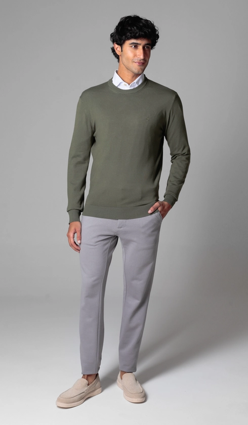 Malha Tricot Gola Careca Lisa