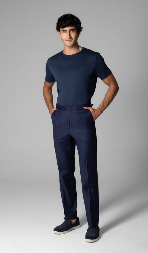 Calça Sport Social Xadrez com Fivela