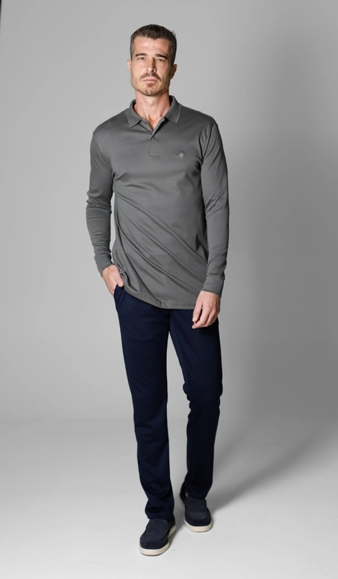 Polo Manga Longa Lisa Superior Cotton