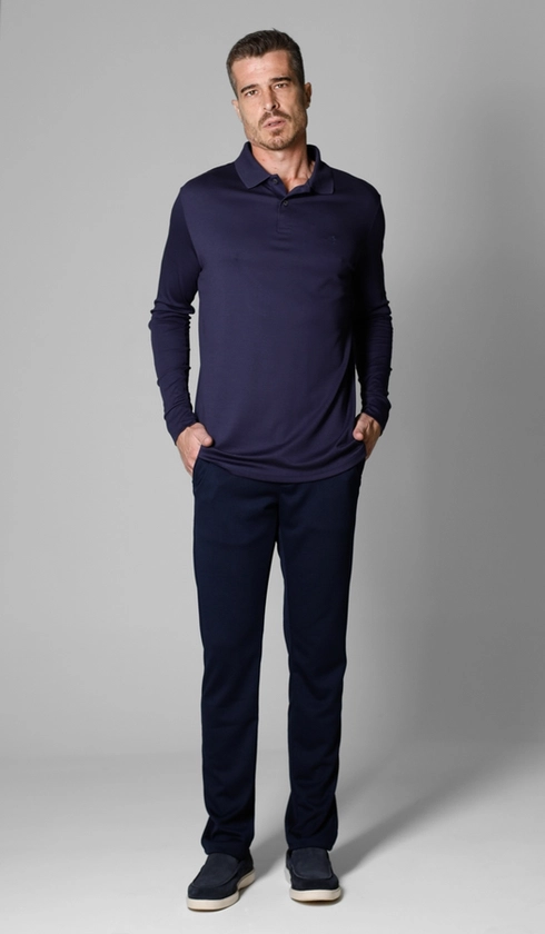 Polo Manga Longa Lisa Superior Cotton