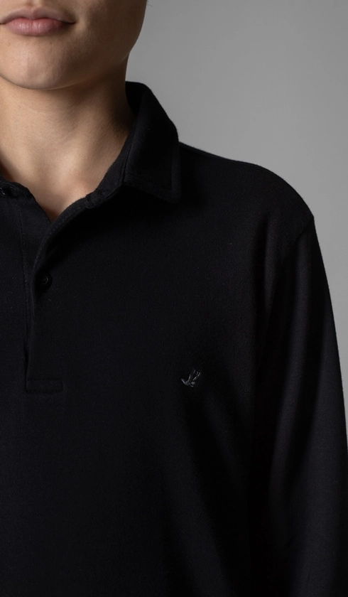Polo Manga Longa Suedine