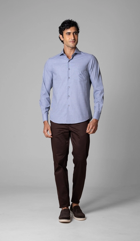 Camisa Manga Longa Lisa Fio a Fio
