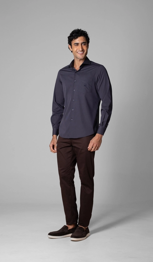 Camisa Manga Longa Lisa Fio a Fio