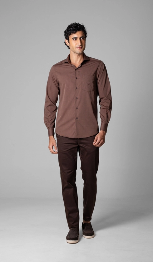 Camisa Manga Longa Lisa Fio a Fio