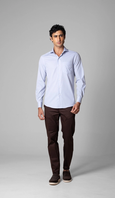 Camisa Manga Longa Lisa Fio a Fio