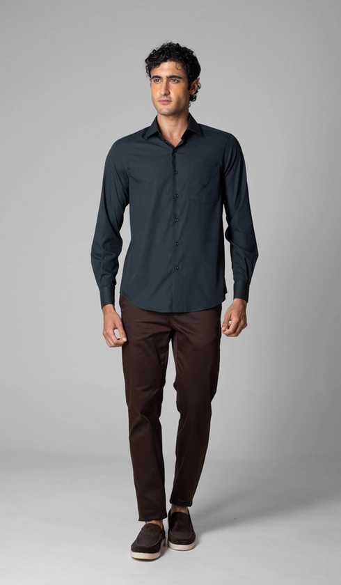 Camisa Manga Longa Lisa Fio a Fio