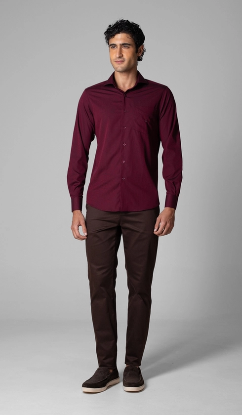 Camisa Manga Longa Lisa Fio a Fio