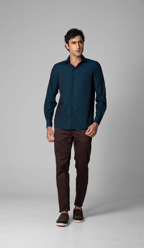 Camisa Manga Longa Lisa Fio a Fio