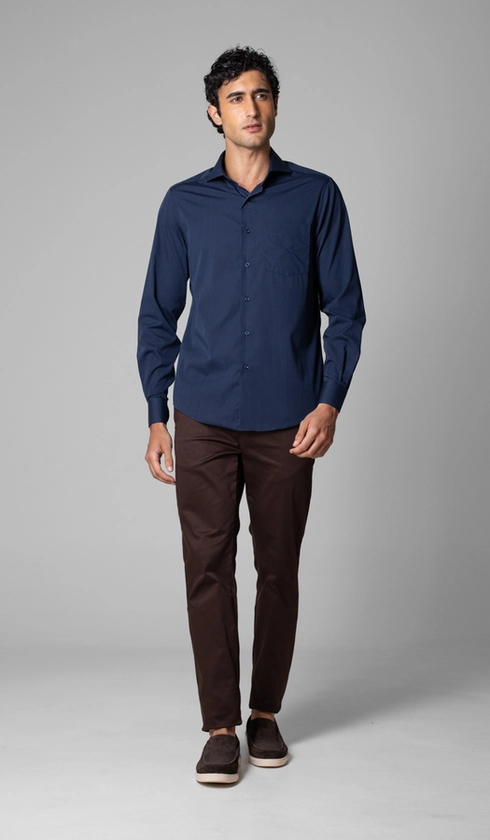 Camisa Manga Longa Lisa Fio a Fio
