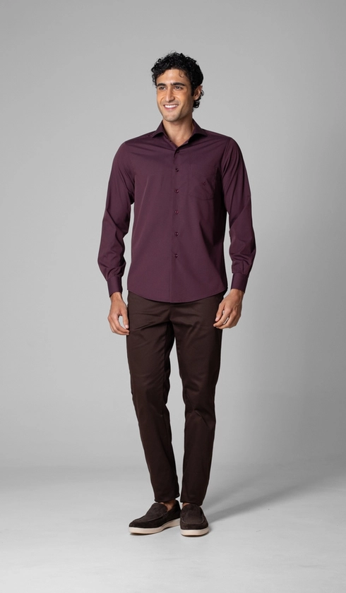 Camisa Manga Longa Lisa Fio a Fio