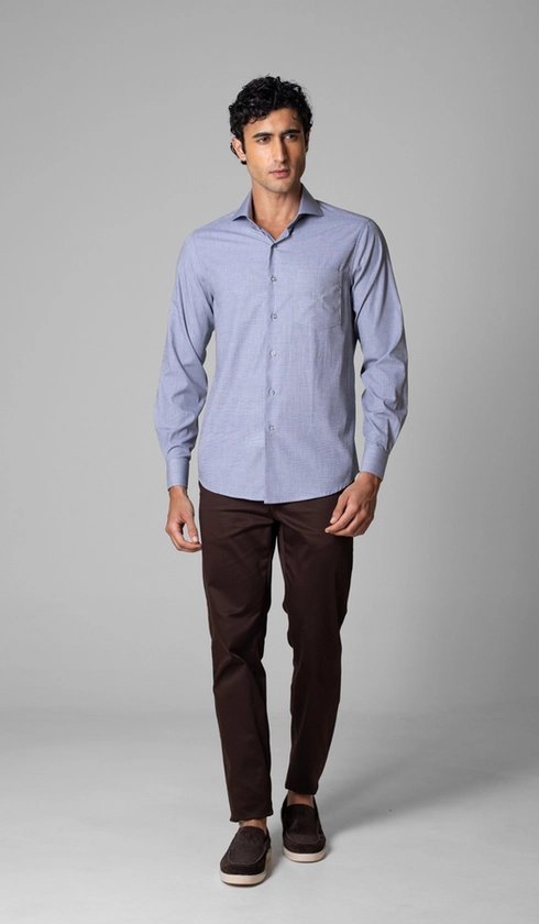 Camisa Manga Longa Lisa Fio a Fio