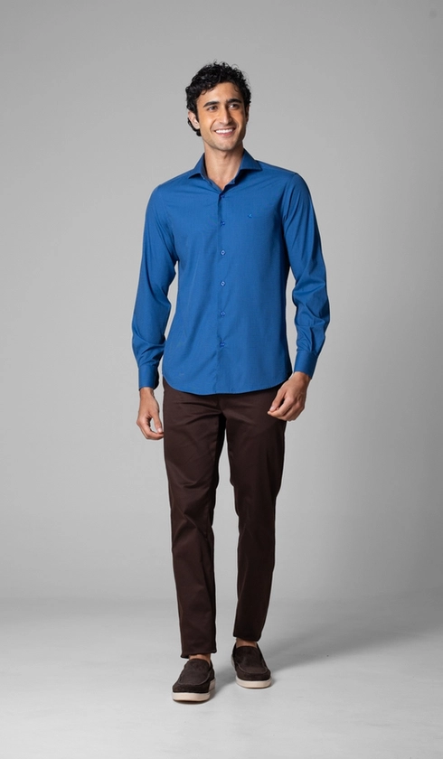 Camisa Manga Longa Lisa Fio a Fio