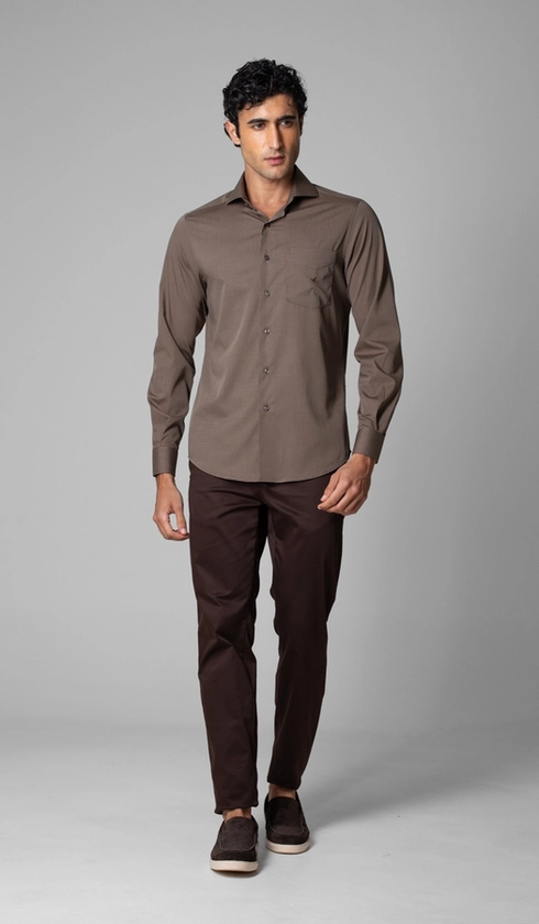 Camisa Manga Longa Lisa Fio a Fio