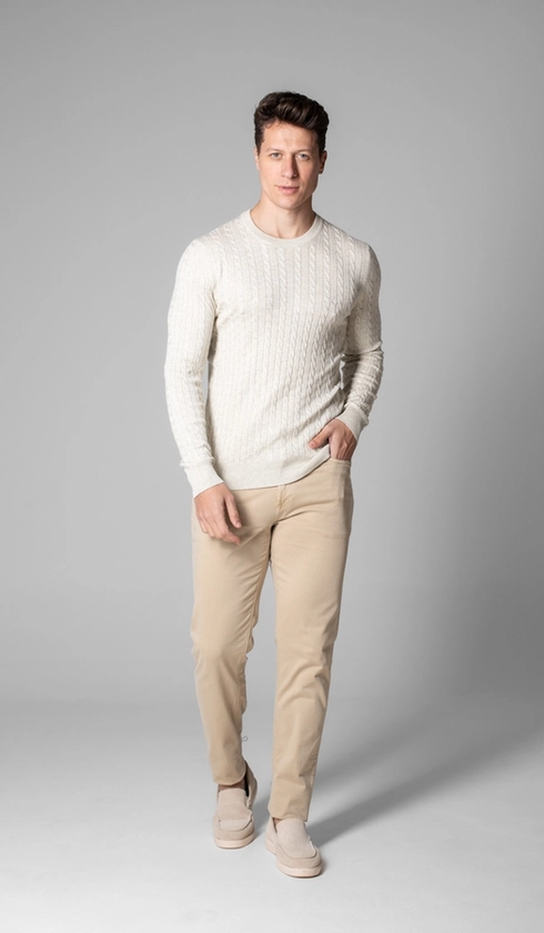 Malha Tricot Gola Careca Fantasia