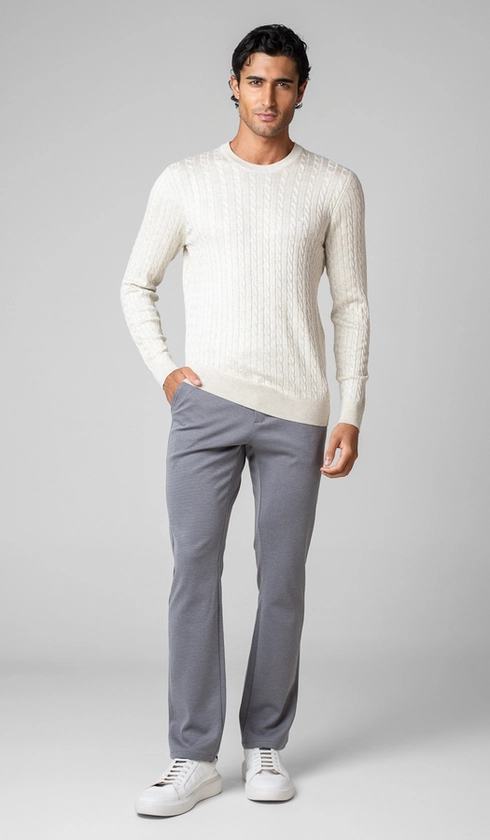 Malha Tricot Gola Careca Fantasia