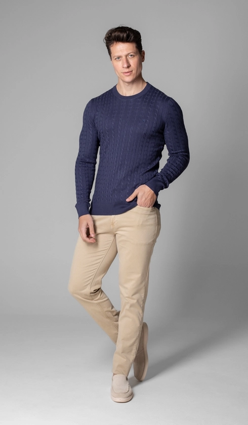 Malha Tricot Gola Careca Fantasia