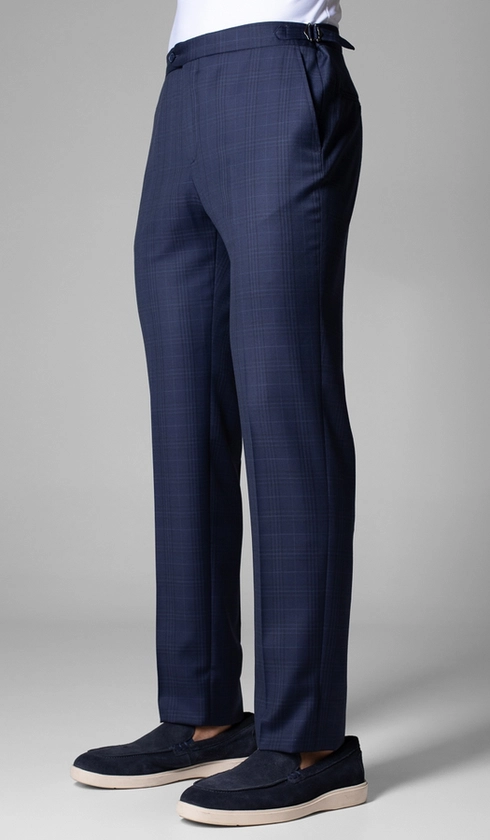 Calça Social Xadrez com Fivela Super 120