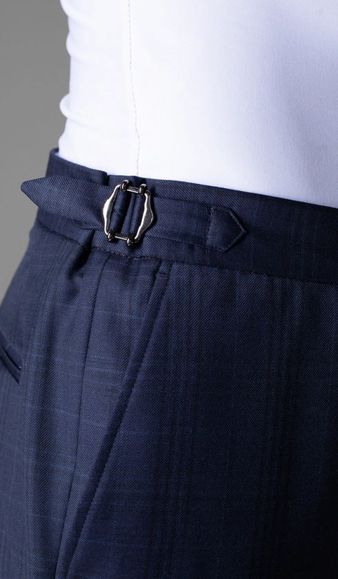 Calça Social Xadrez com Fivela Super 120