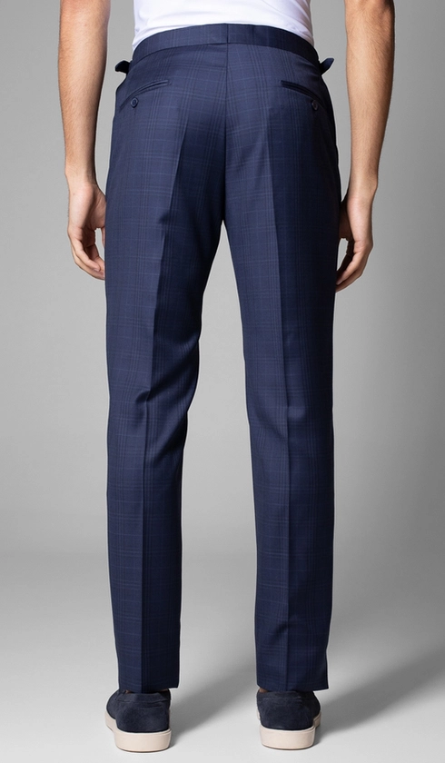 Calça Social Xadrez com Fivela Super 120