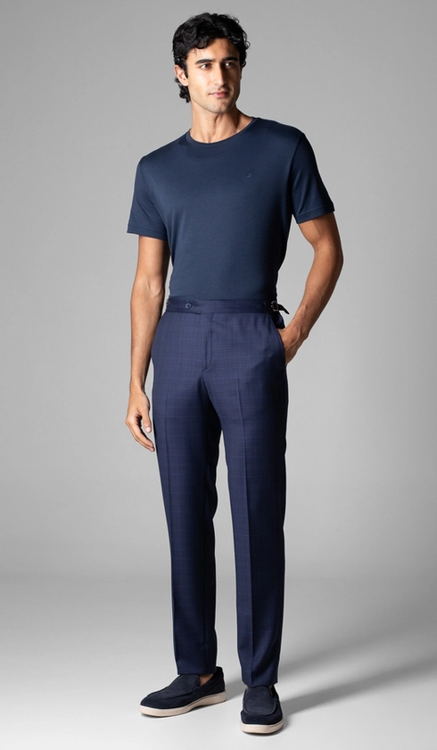 Calça Social Xadrez com Fivela Super 120